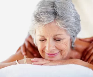 Masaje exprés en silla de cabeza, cuello y espalda